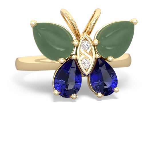 jade-lab sapphire butterfly ring