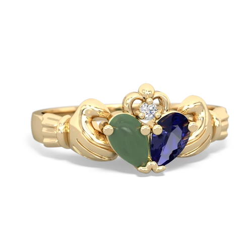 jade-lab sapphire claddagh ring