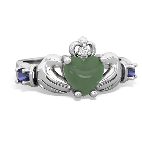 jade-lab sapphire claddagh ring