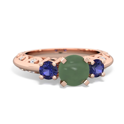 jade-lab sapphire engagement ring