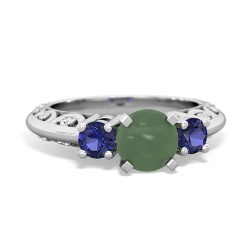 jade-lab sapphire engagement ring