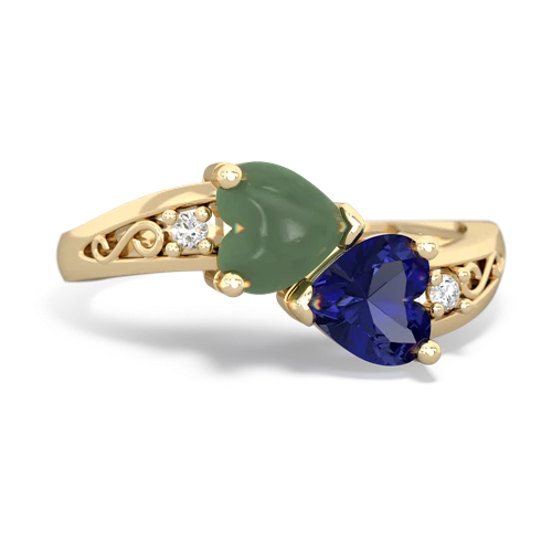 jade-lab sapphire filligree ring