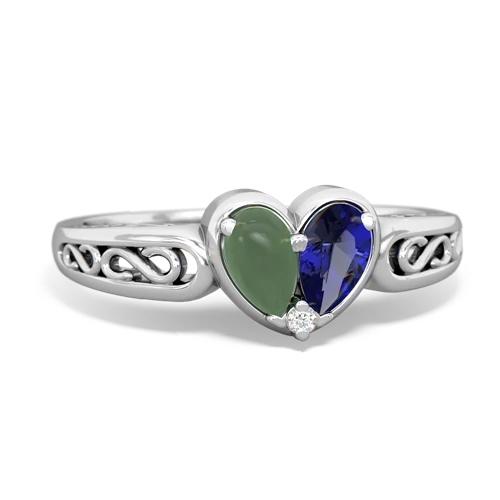 jade-lab sapphire filligree ring