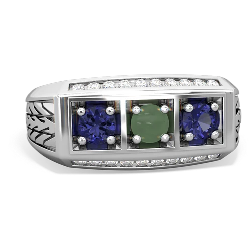 jade-lab sapphire three stone ring