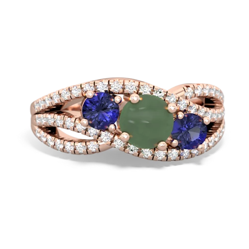 jade-lab sapphire three stone pave ring