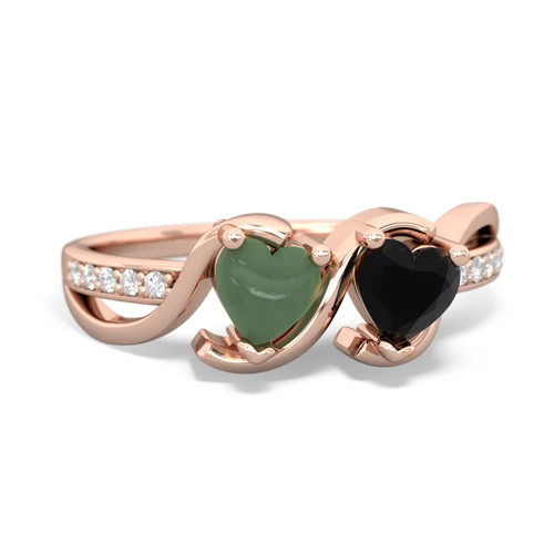 jade-onyx double heart ring