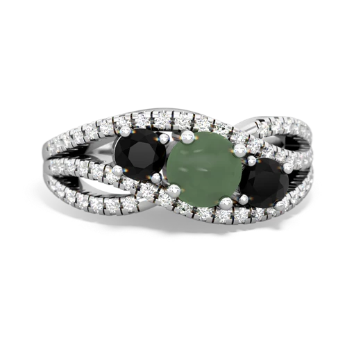 jade-onyx three stone pave ring