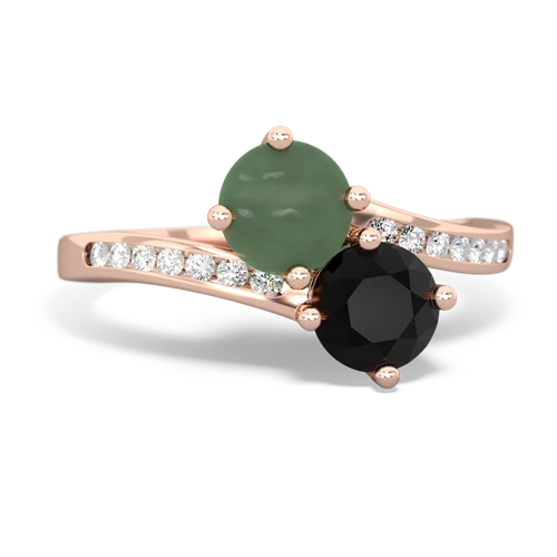 jade-onyx two stone channel ring