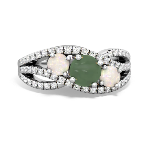 jade-opal three stone pave ring
