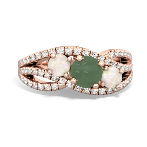 jade-opal three stone pave ring