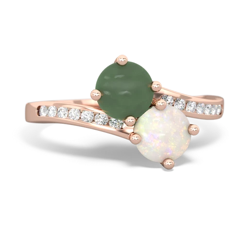 jade-opal two stone channel ring