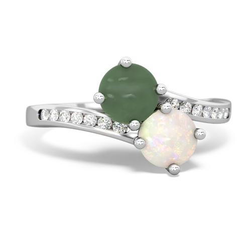 jade-opal two stone channel ring