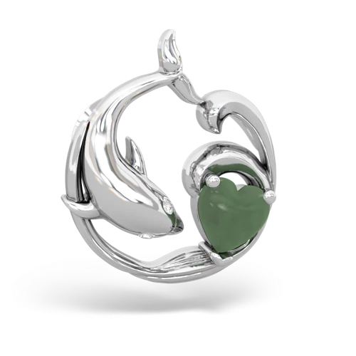 jade dolphin heart pendant