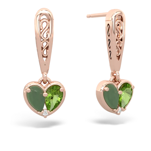 jade-peridot filligree earrings