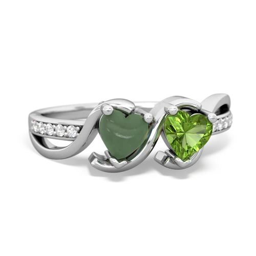 jade-peridot double heart ring