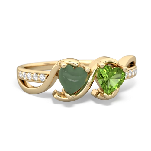 jade-peridot double heart ring