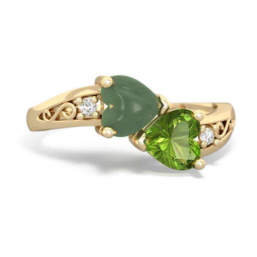 jade-peridot filligree ring