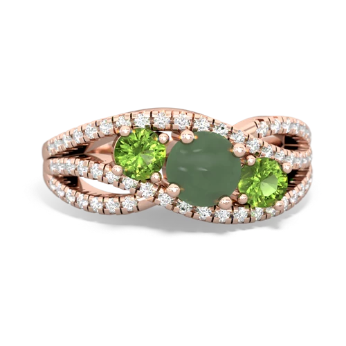 jade-peridot three stone pave ring