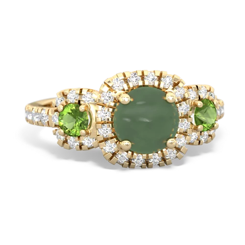 jade-peridot three stone regal ring