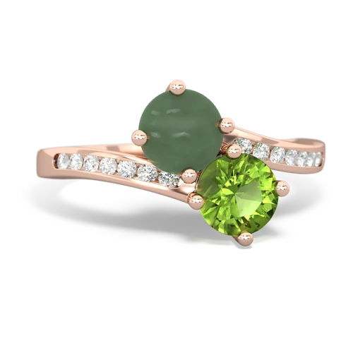 jade-peridot two stone channel ring