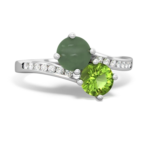 jade-peridot two stone channel ring