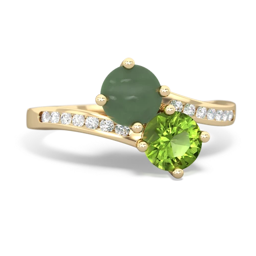 jade-peridot two stone channel ring