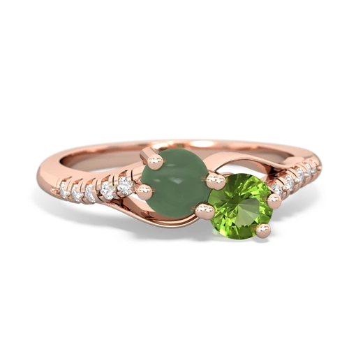 jade-peridot two stone infinity ring
