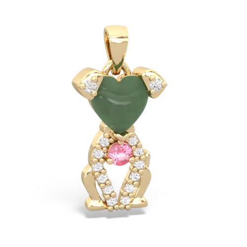 jade-pink sapphire birthstone puppy pendant