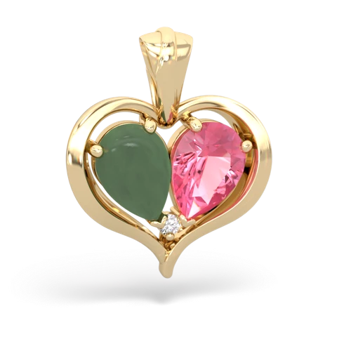 jade-pink sapphire half heart whole pendant