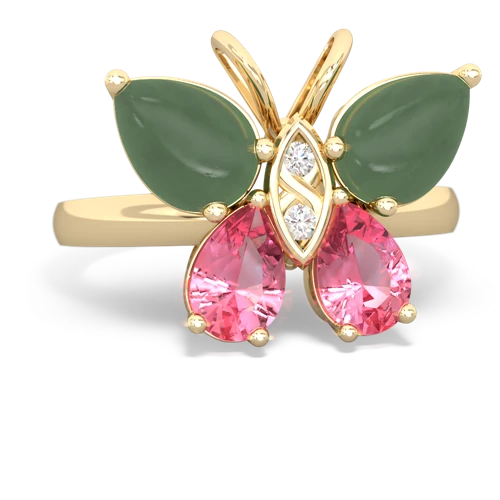 jade-pink sapphire butterfly ring