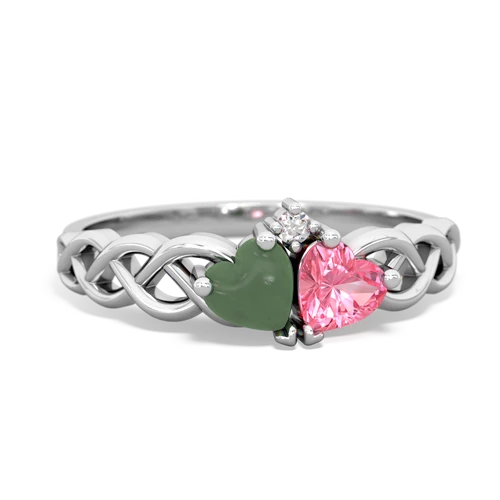 jade-pink sapphire celtic braid ring