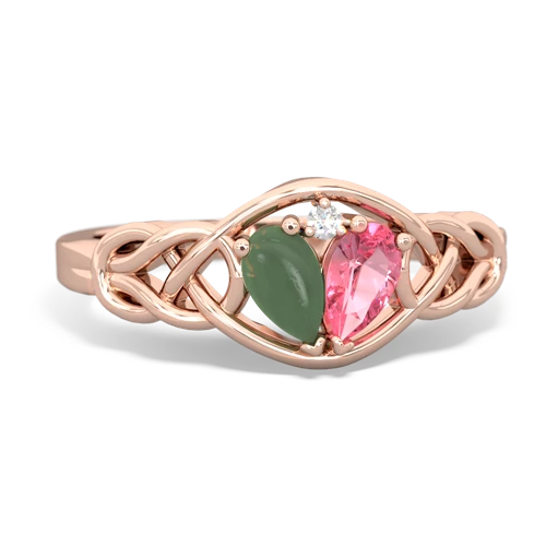 jade-pink sapphire celtic knot ring