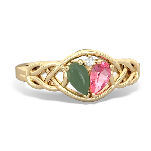 jade-pink sapphire celtic knot ring