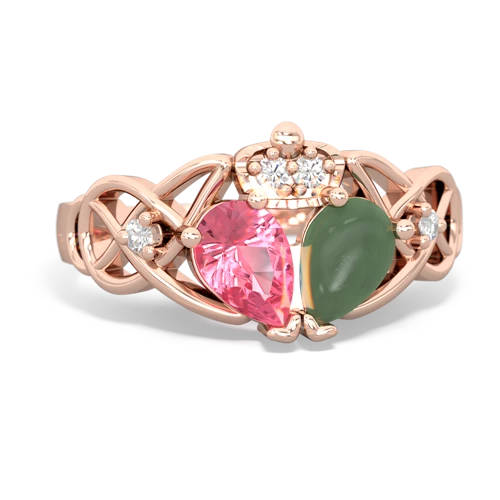 jade-pink sapphire claddagh ring