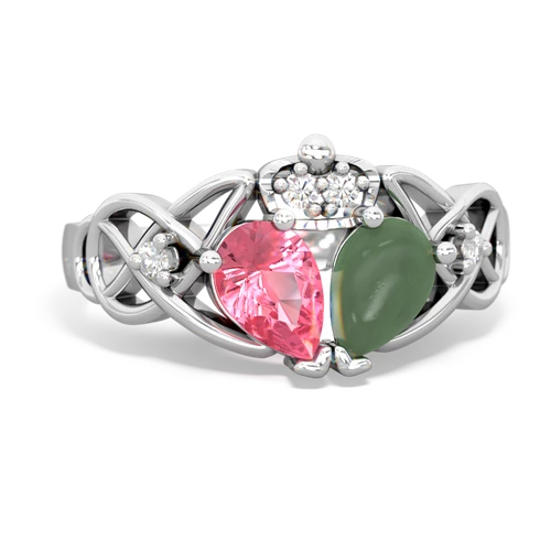 jade-pink sapphire claddagh ring