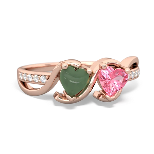 jade-pink sapphire double heart ring