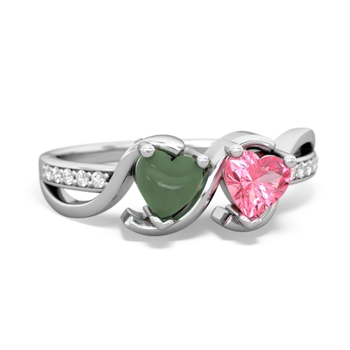 jade-pink sapphire double heart ring