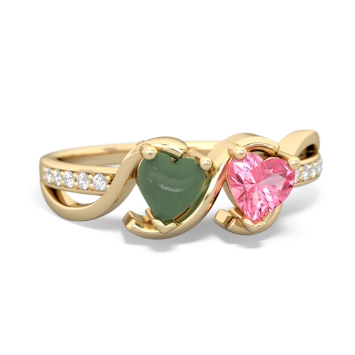 jade-pink sapphire double heart ring