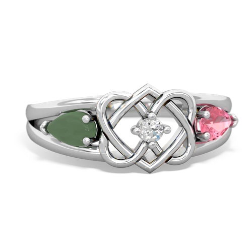 jade-pink sapphire double heart ring