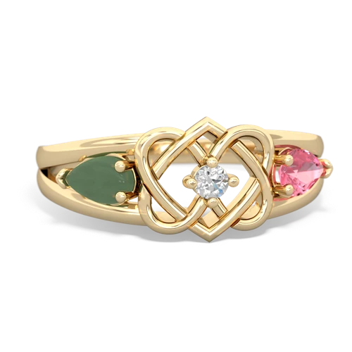 jade-pink sapphire double heart ring