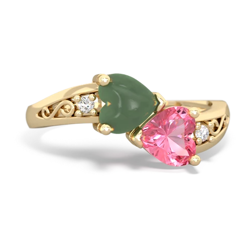 jade-pink sapphire filligree ring