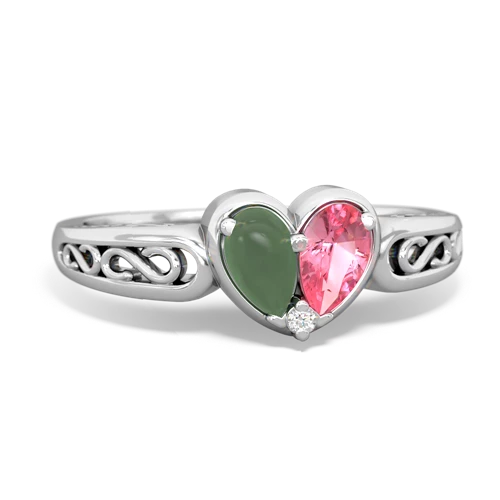 jade-pink sapphire filligree ring