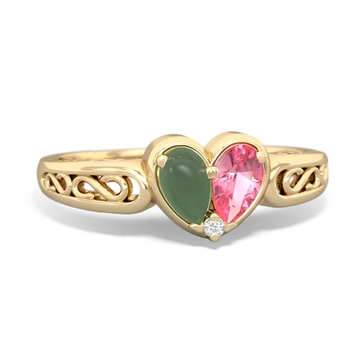 jade-pink sapphire filligree ring