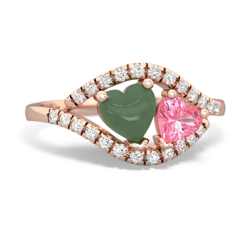 jade-pink sapphire mother child ring