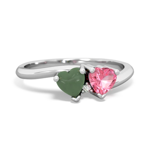 jade-pink sapphire sweethearts promise ring