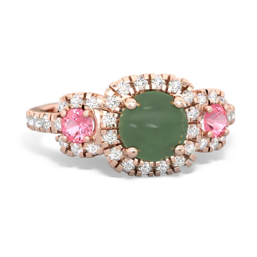 jade-pink sapphire three stone regal ring