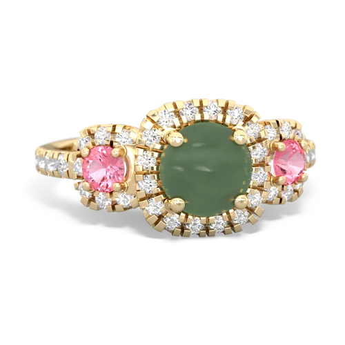 jade-pink sapphire three stone regal ring