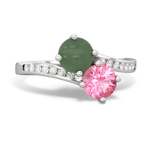 jade-pink sapphire two stone channel ring