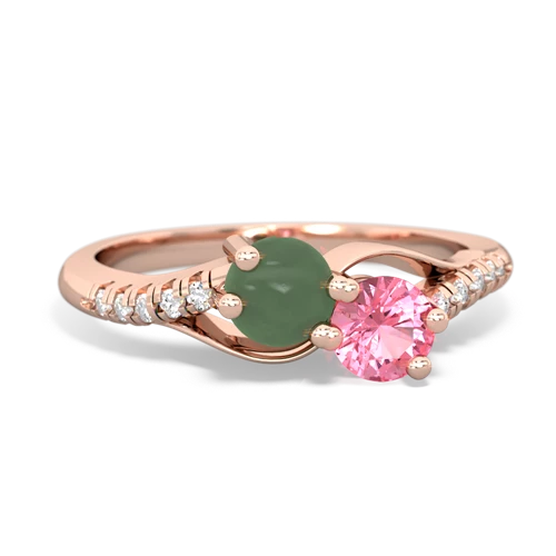 jade-pink sapphire two stone infinity ring