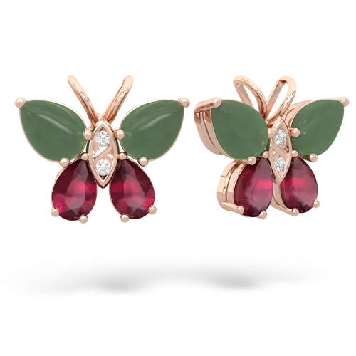 jade-ruby butterfly earrings